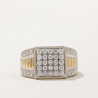 Diamond Grid Signet Ring | 0.85ctw | SZ 9.5 |
