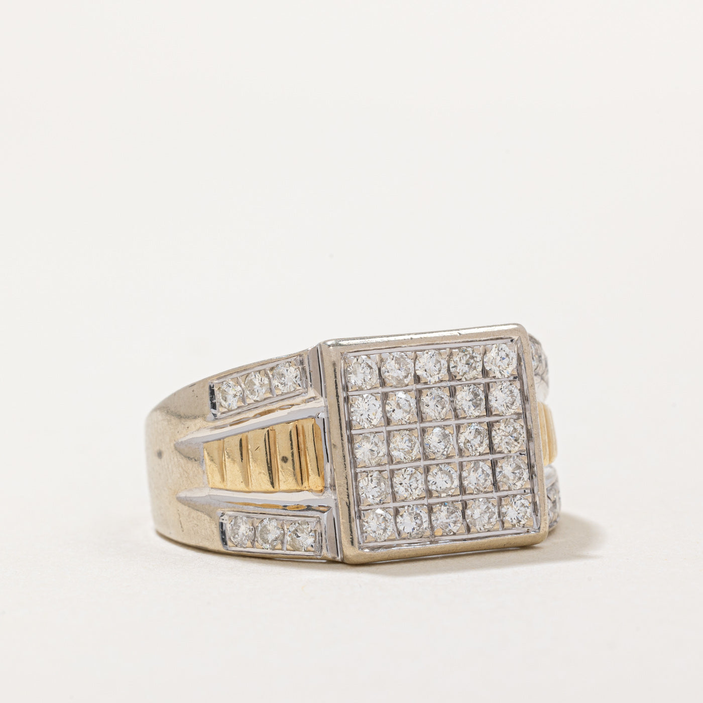 Diamond Grid Signet Ring | 0.85ctw | SZ 9.5 |