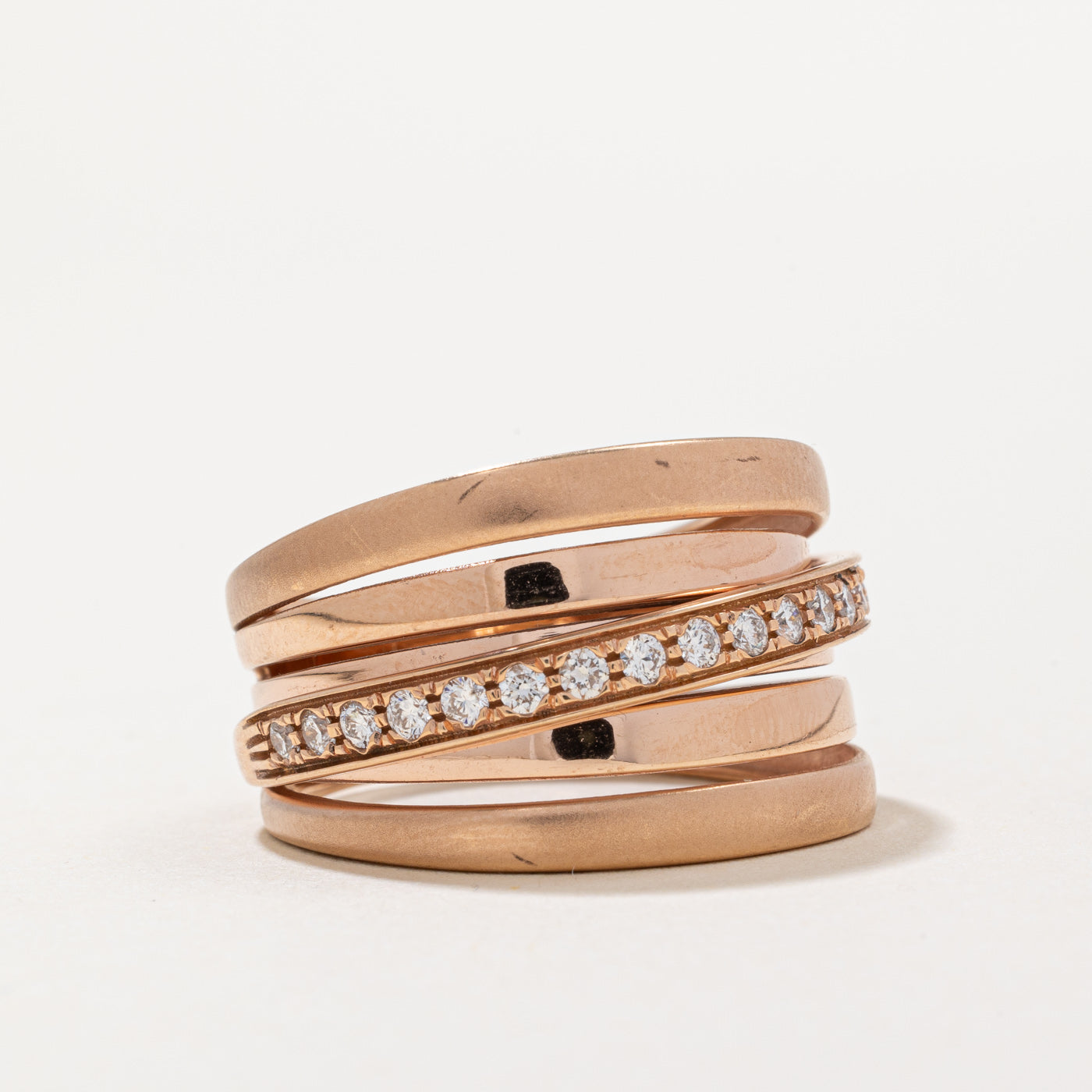 Bague italienne à plusieurs rangs de diamants | 0,36 ct | Taille 9,25 | 