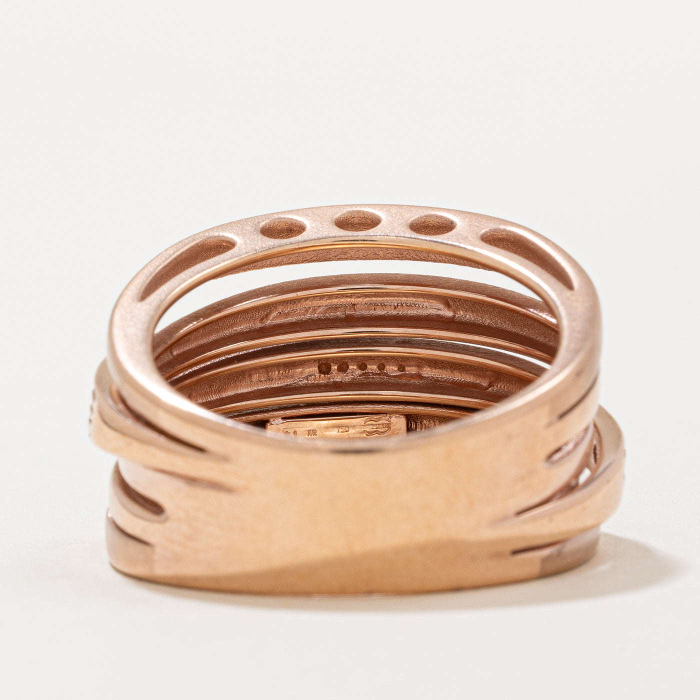 Bague italienne à plusieurs rangs de diamants | 0,36 ct | Taille 9,25 | 