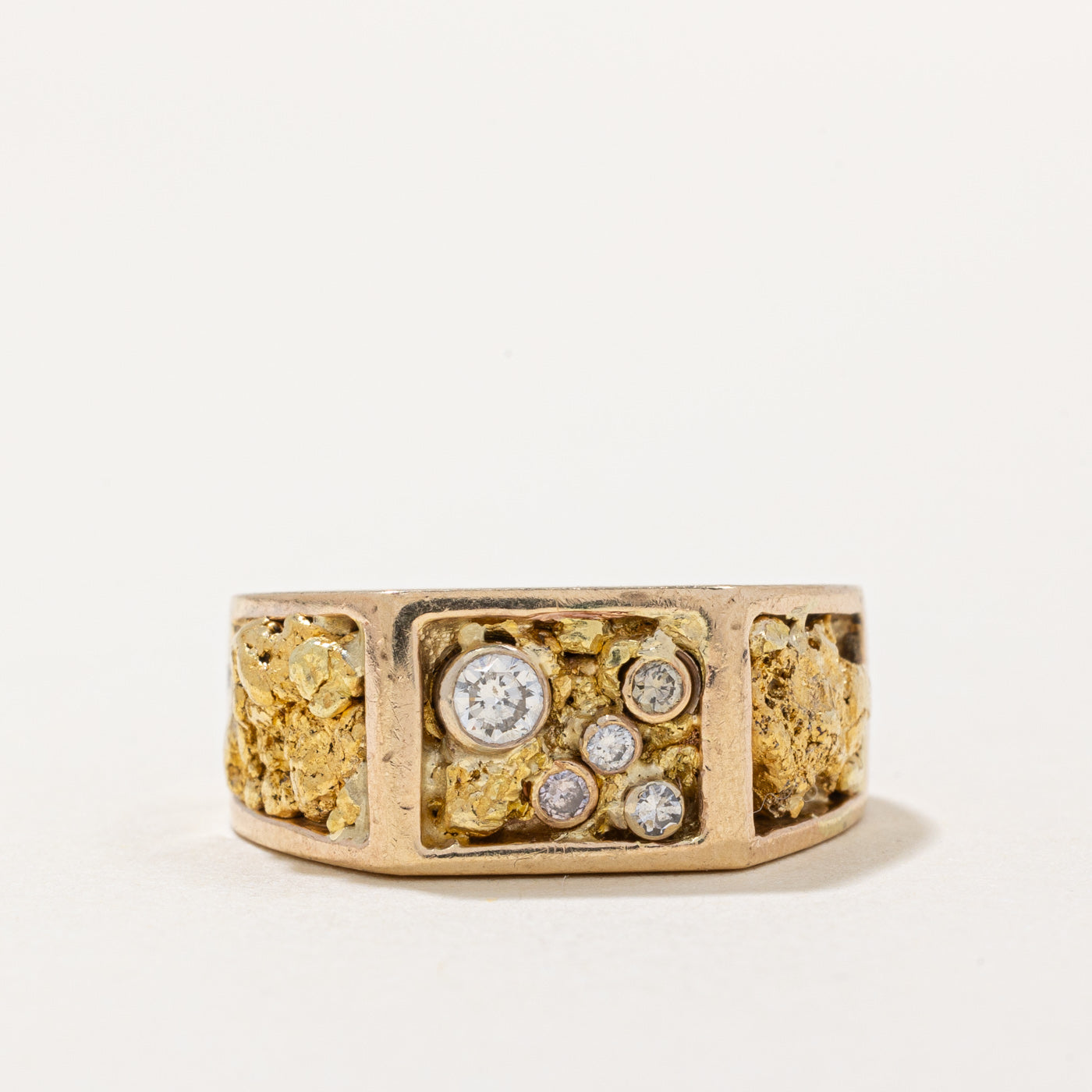 Diamond & Gold Nugget Ring | 0.15ctw | SZ 7.25 |