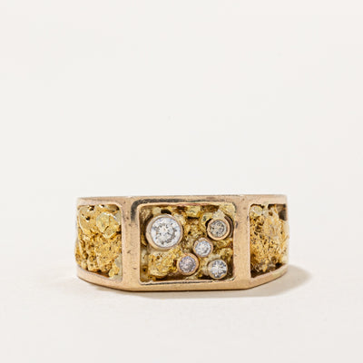 Diamond & Gold Nugget Ring | 0.15ctw | SZ 7.25 |
