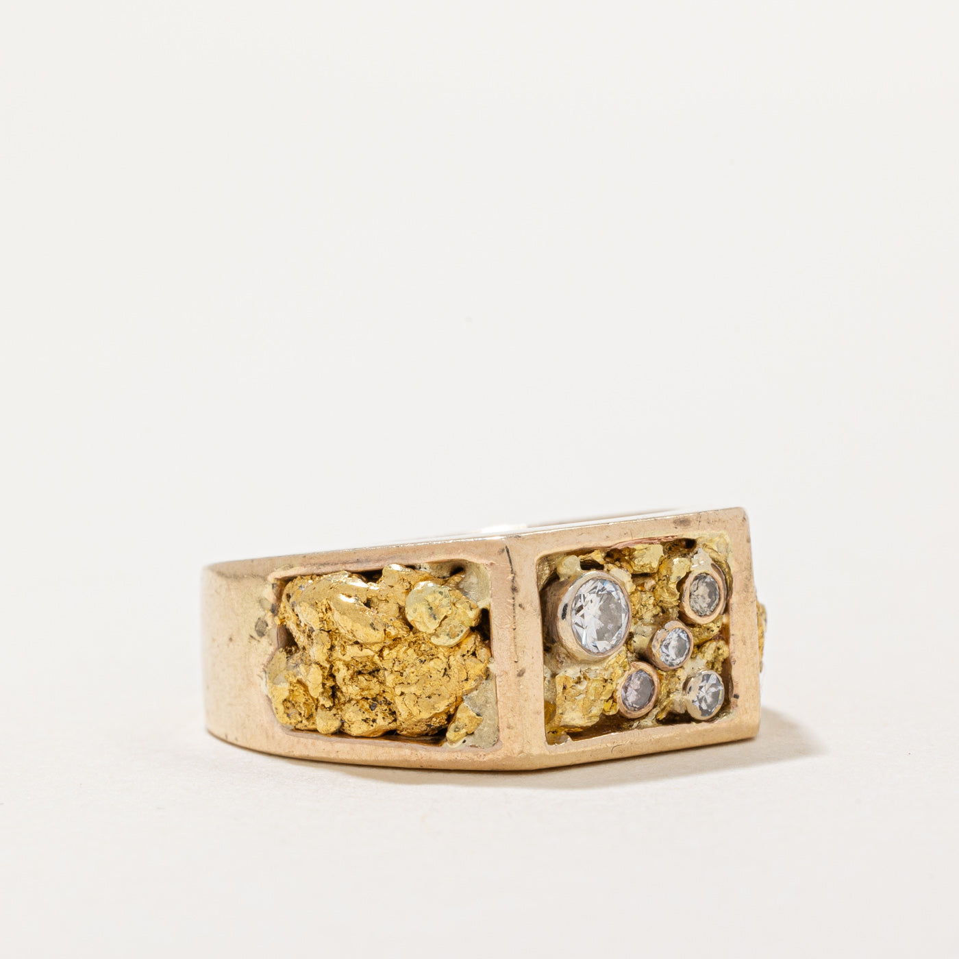 Diamond & Gold Nugget Ring | 0.15ctw | SZ 7.25 |