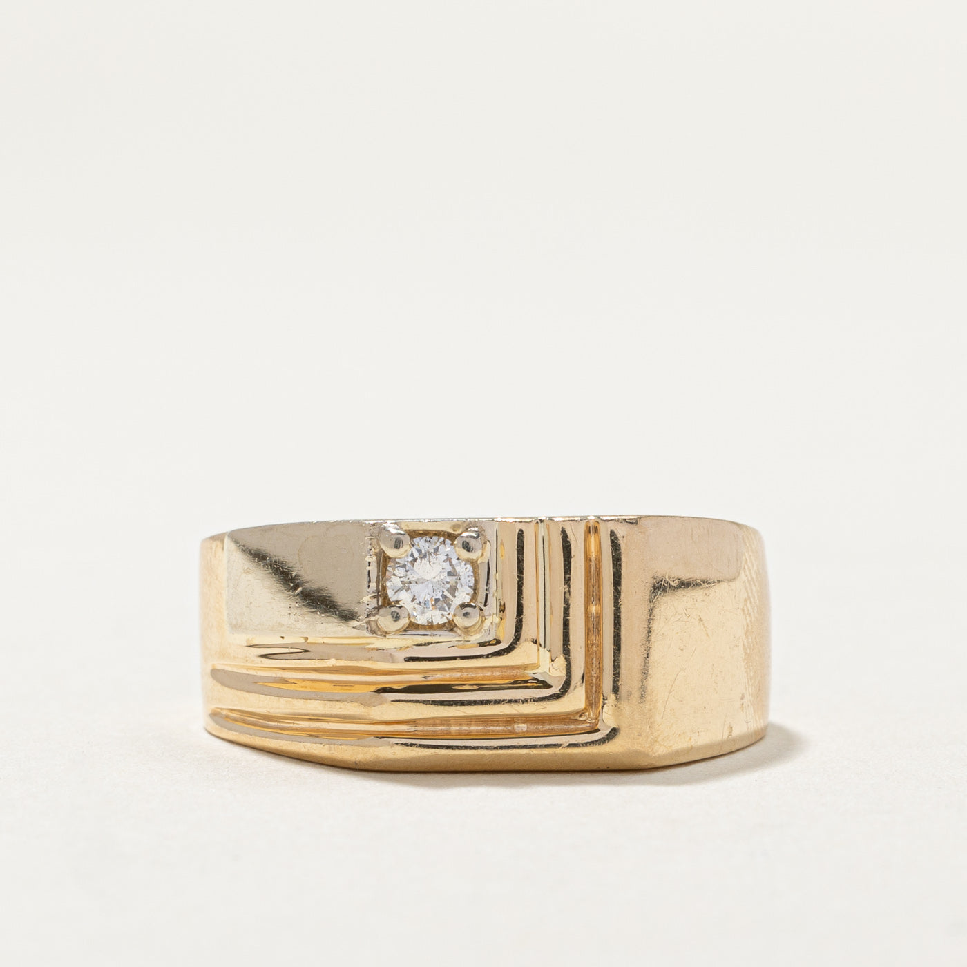 Diamond Grooved Ring | 0.16ct | SZ 9.5 |