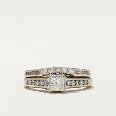 Princess Cut Diamond Wedding Ring Set | 0.35ct, 0.33ctw | SZ 5 |