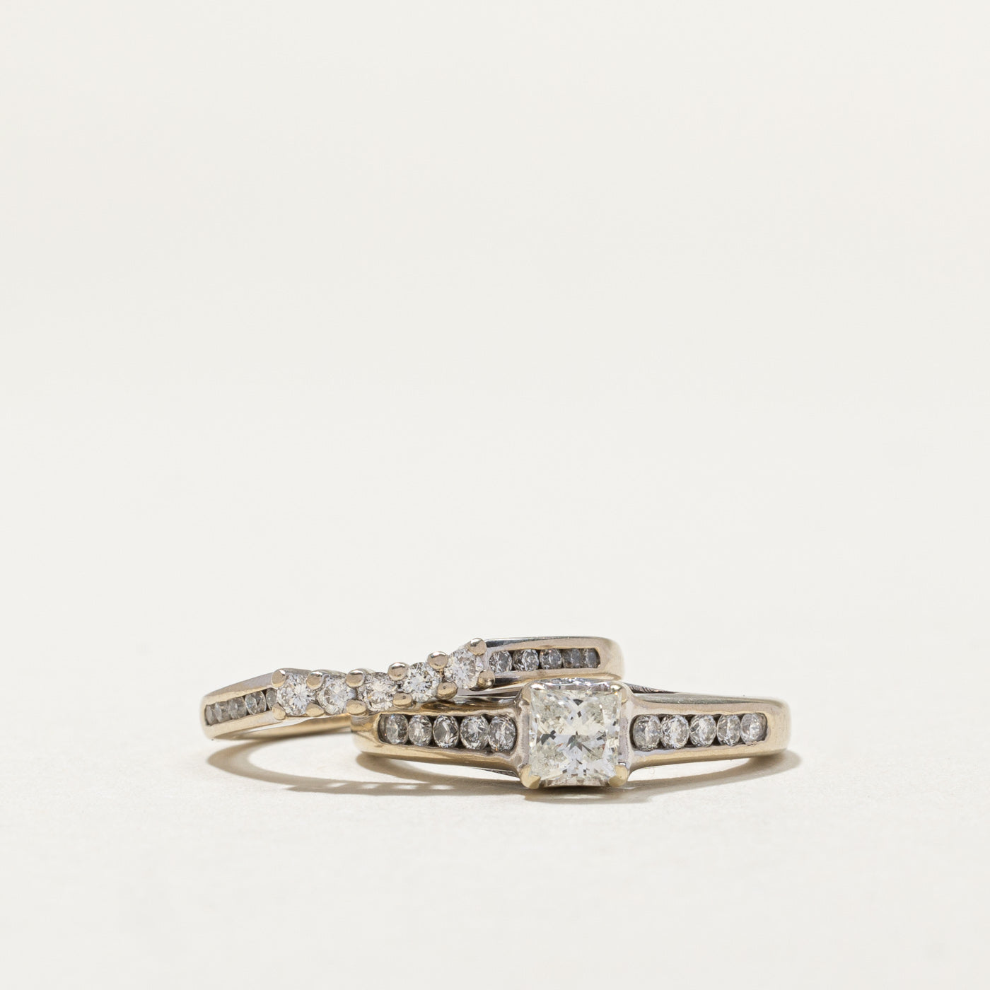 Princess Cut Diamond Wedding Ring Set | 0.35ct, 0.33ctw | SZ 5 |