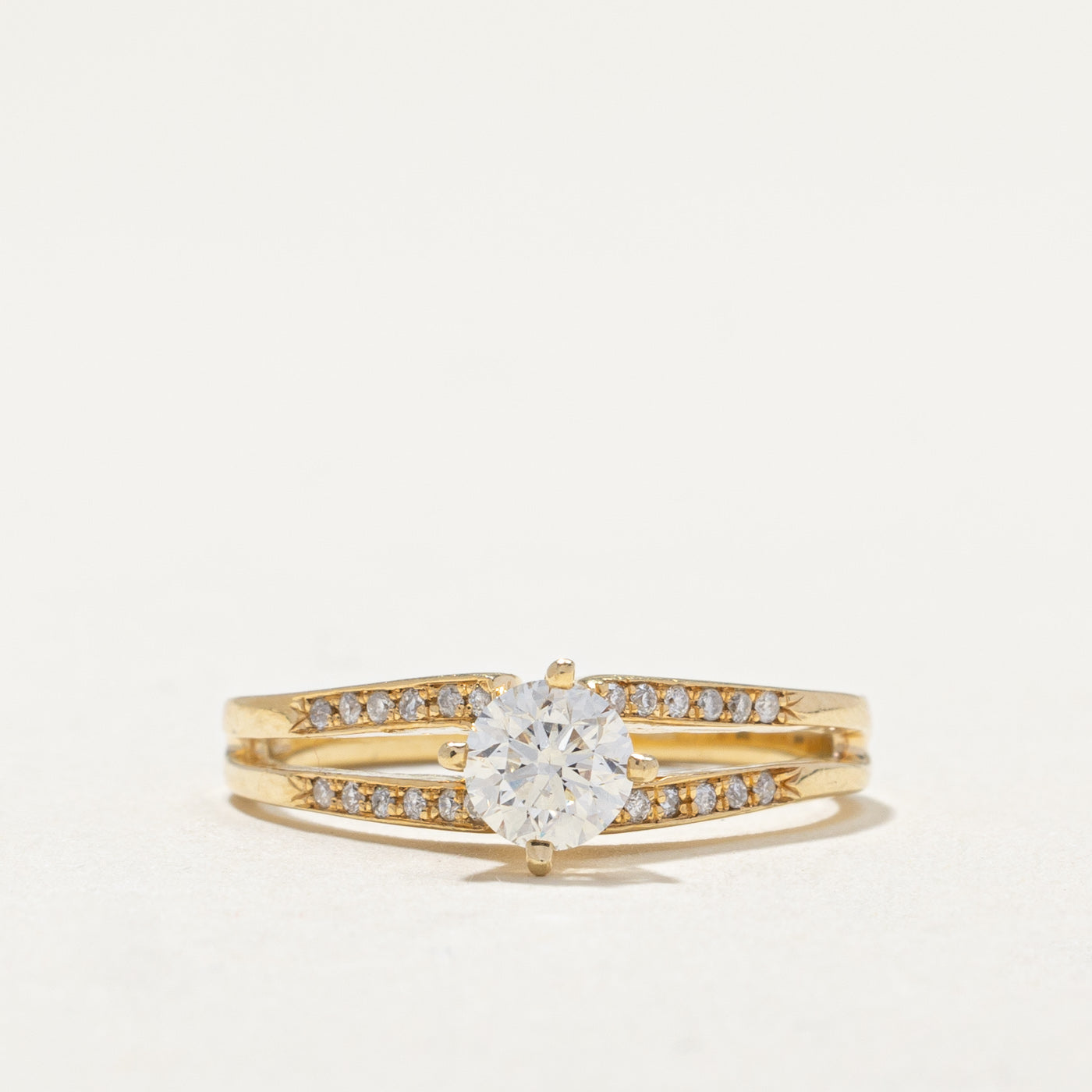 High Set Diamond Tapered Engagement Ring | 0.47ct, 0.12ctw | SZ 7 |