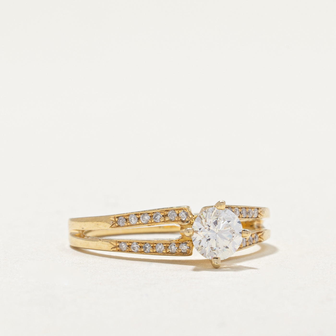 High Set Diamond Tapered Engagement Ring | 0.47ct, 0.12ctw | SZ 7 |