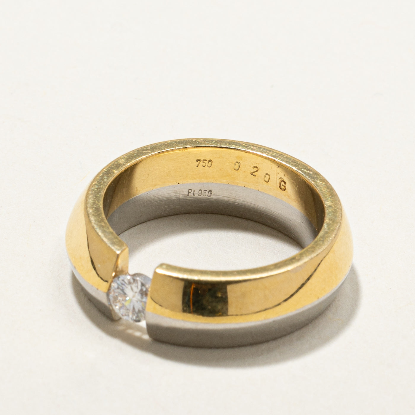Two Tone Tension Set Diamond Band | 0.20ct | SZ 6.25 |