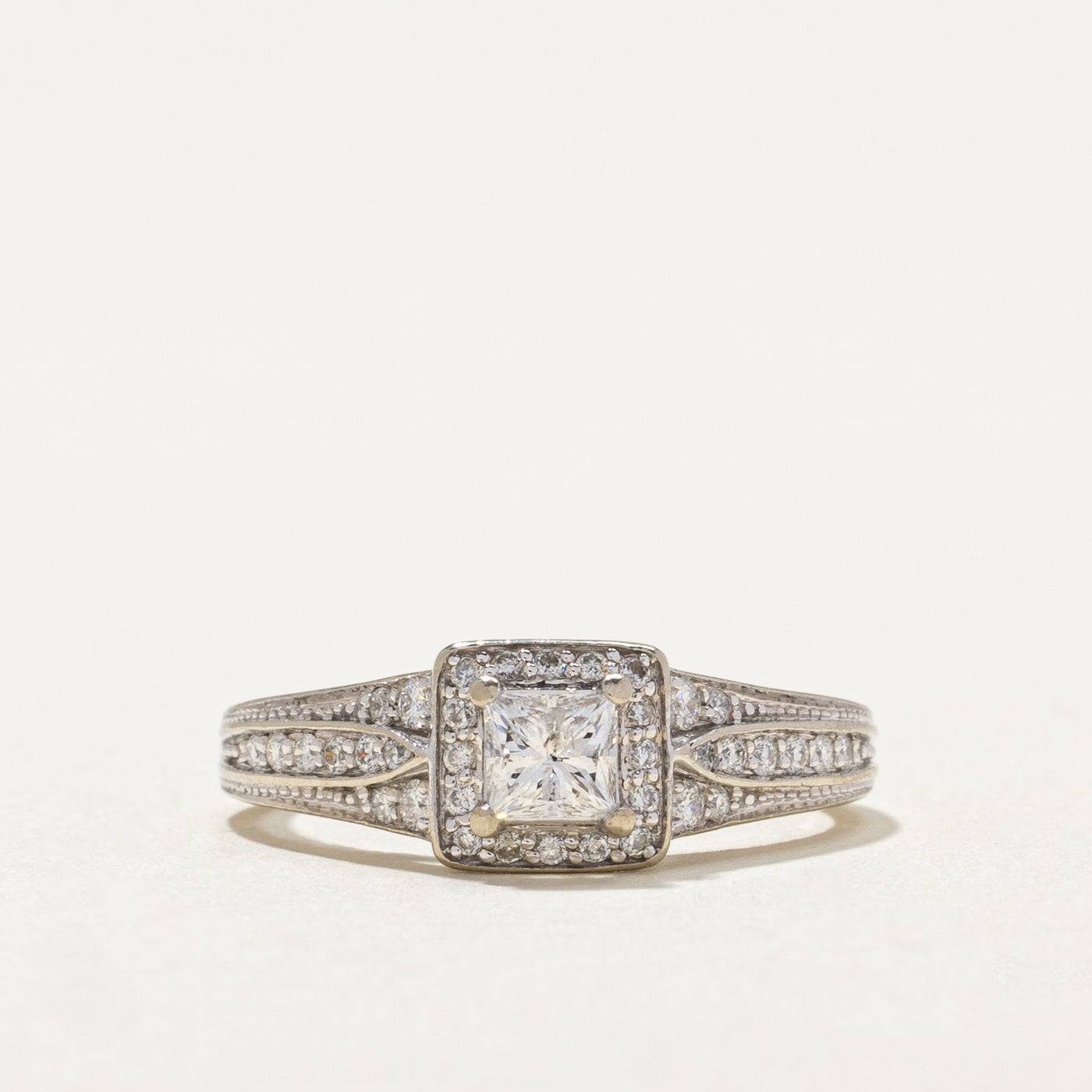 Princess Cut Diamond Halo Engagement Ring | 0.31ct, 0.21ctw | SZ 5.25 |