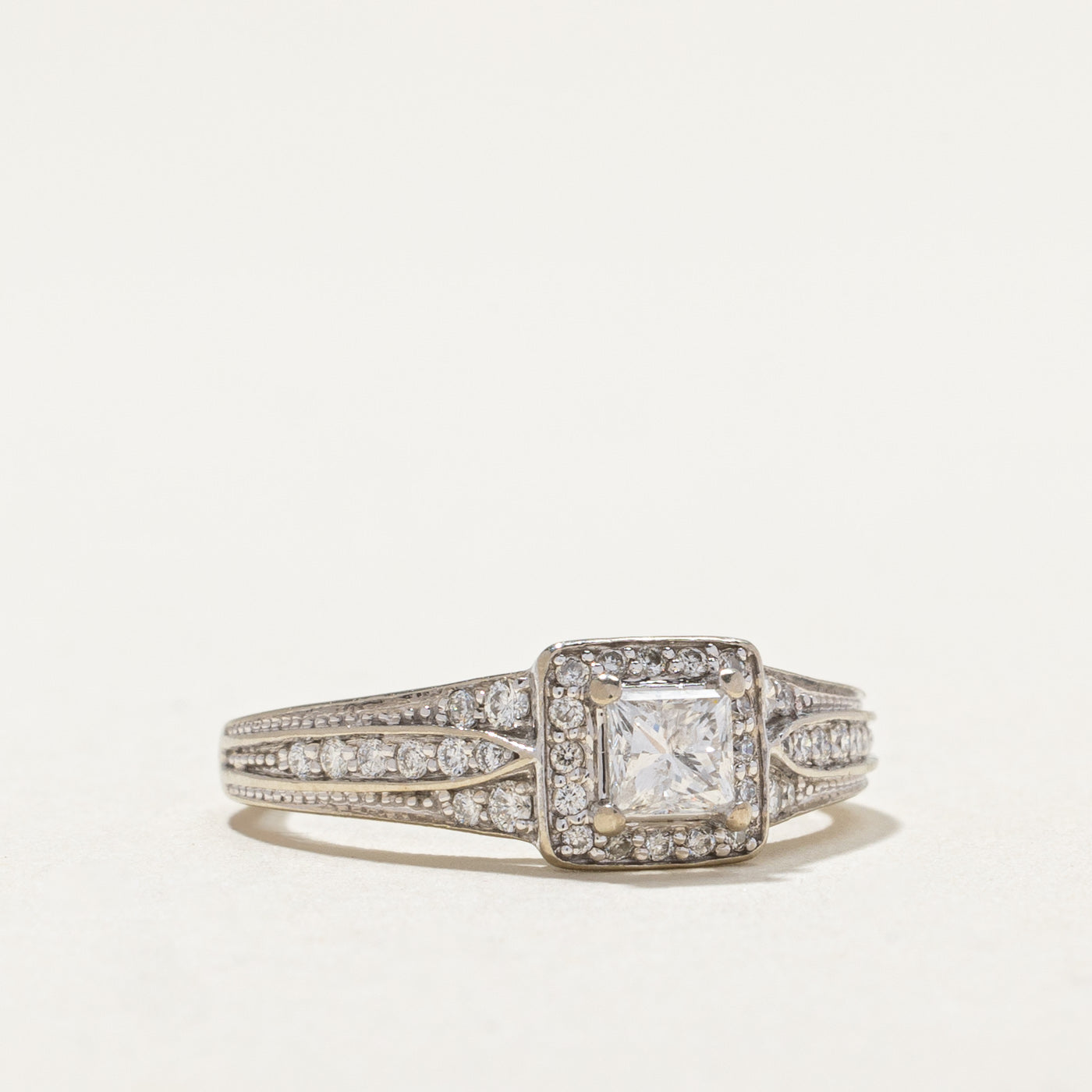 Princess Cut Diamond Halo Engagement Ring | 0.31ct, 0.21ctw | SZ 5.25 |