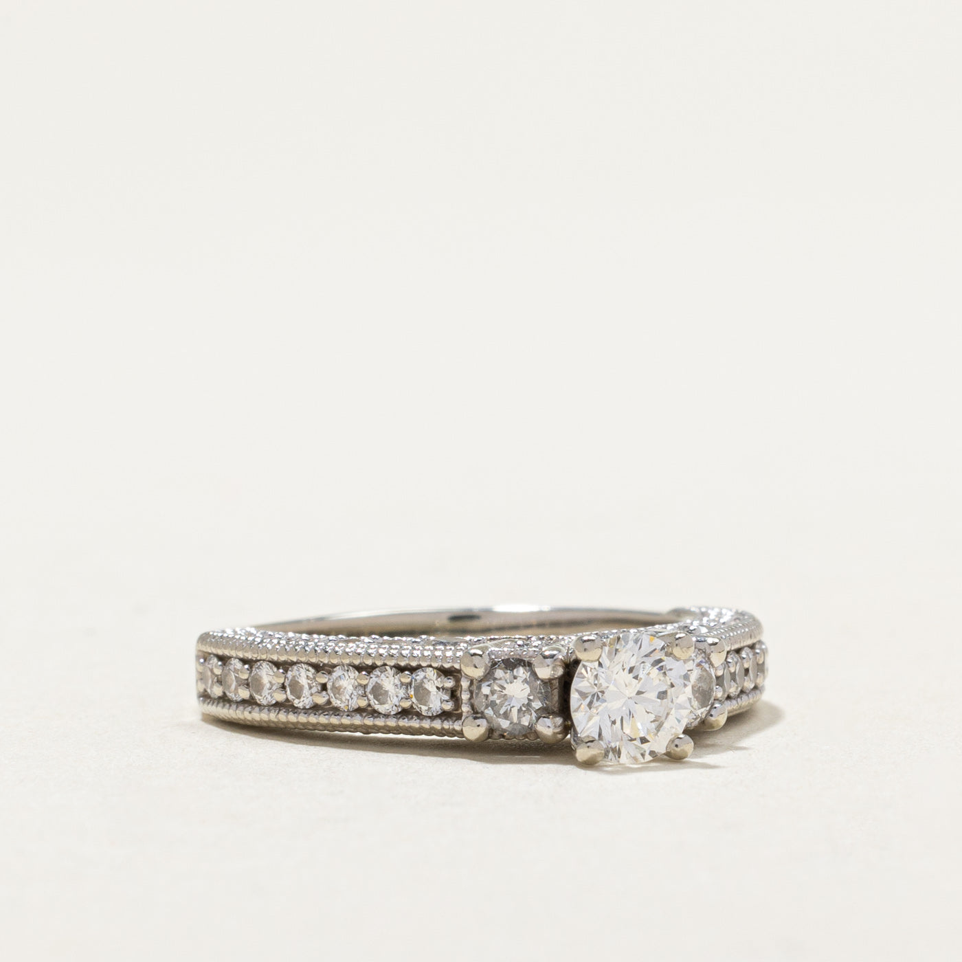 19k White Gold Diamond Milgrain Ring | 0.40ct, 0.71ctw | SZ 5.75 |