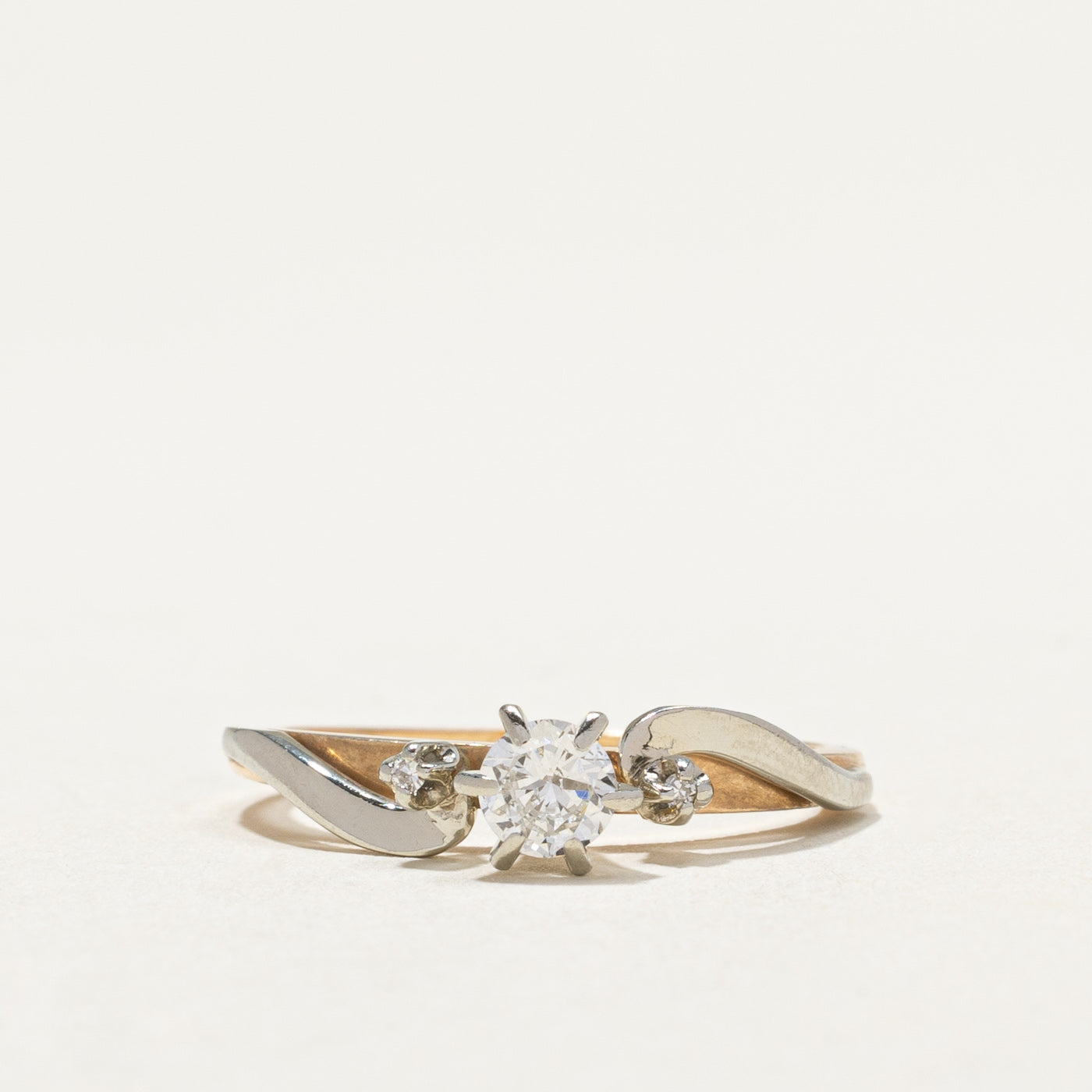 Two Toned Diamond Bypass Ring | 0.26ct, 0.01ctw | SZ 6.5 |