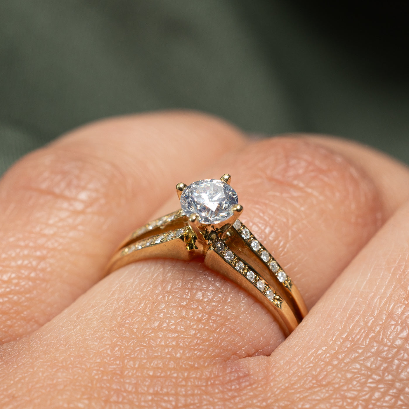 High Set Diamond Tapered Engagement Ring | 0.47ct, 0.12ctw | SZ 7 |