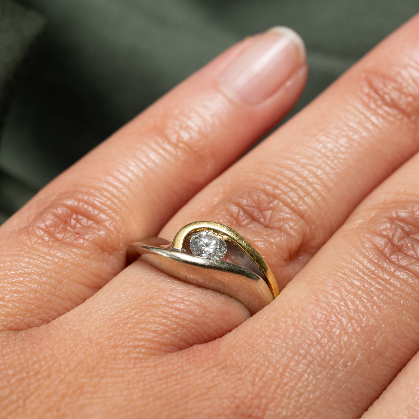 Two Tone Gold Diamond Wave Ring | 0.36ct | SZ 7.5 |