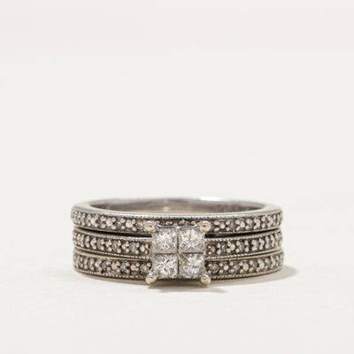Illusion Set Diamond Wedding Ring Set | 0.44ct, 0.21ctw | SZ 4.5 |