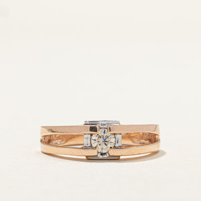 Two Tone Gold Diamond Open Shank Ring | 0.40ct | SZ 10 |