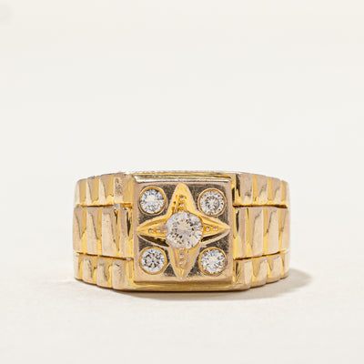 Bead Set Diamond Textured Ring | 0.48ctw | SZ 11 |