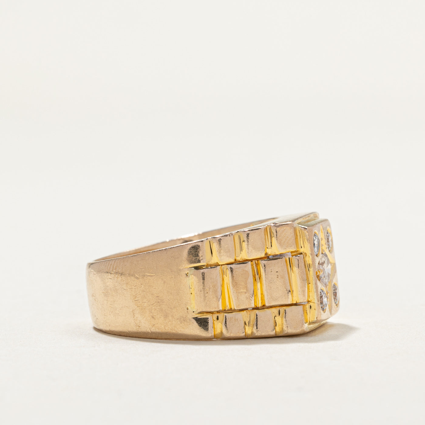 Bead Set Diamond Textured Ring | 0.48ctw | SZ 11 |
