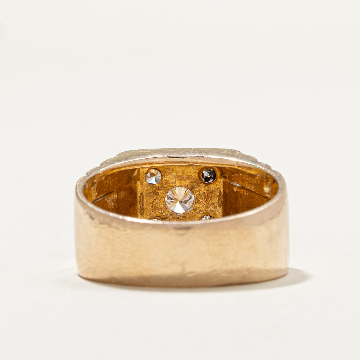 Bead Set Diamond Textured Ring | 0.48ctw | SZ 11 |