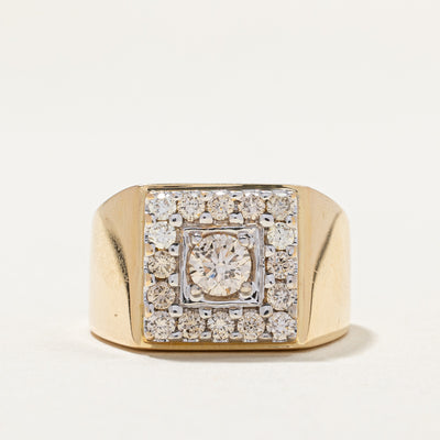 Diamond Cluster Square Shaped Signet Ring | 0.43ct, 0.56ctw | SZ 9 |