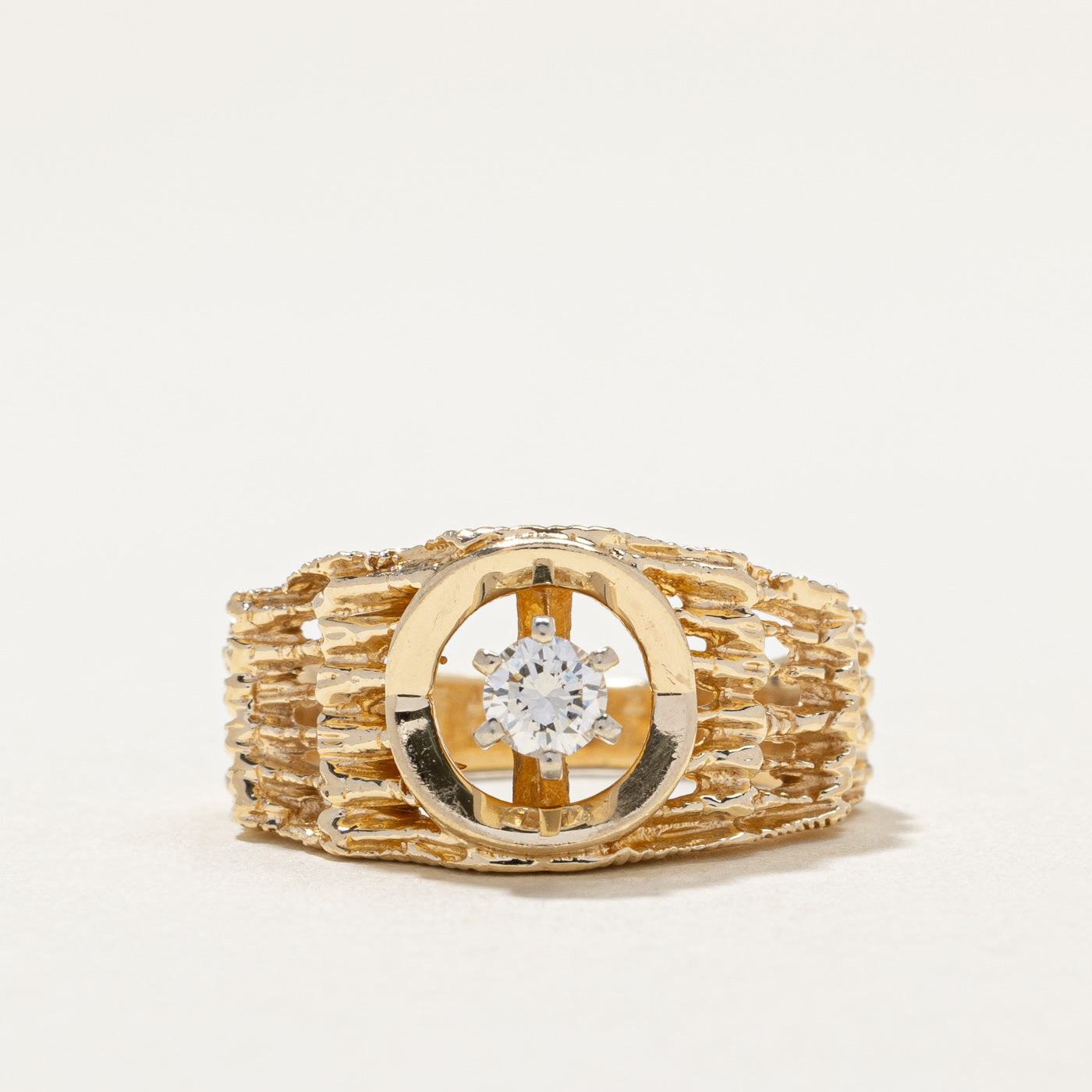 Single Diamond Textured Abstract Ring | 0.20ct | SZ 7 |