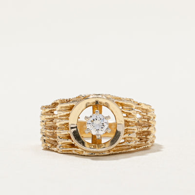 Single Diamond Textured Abstract Ring | 0.20ct | SZ 7 |