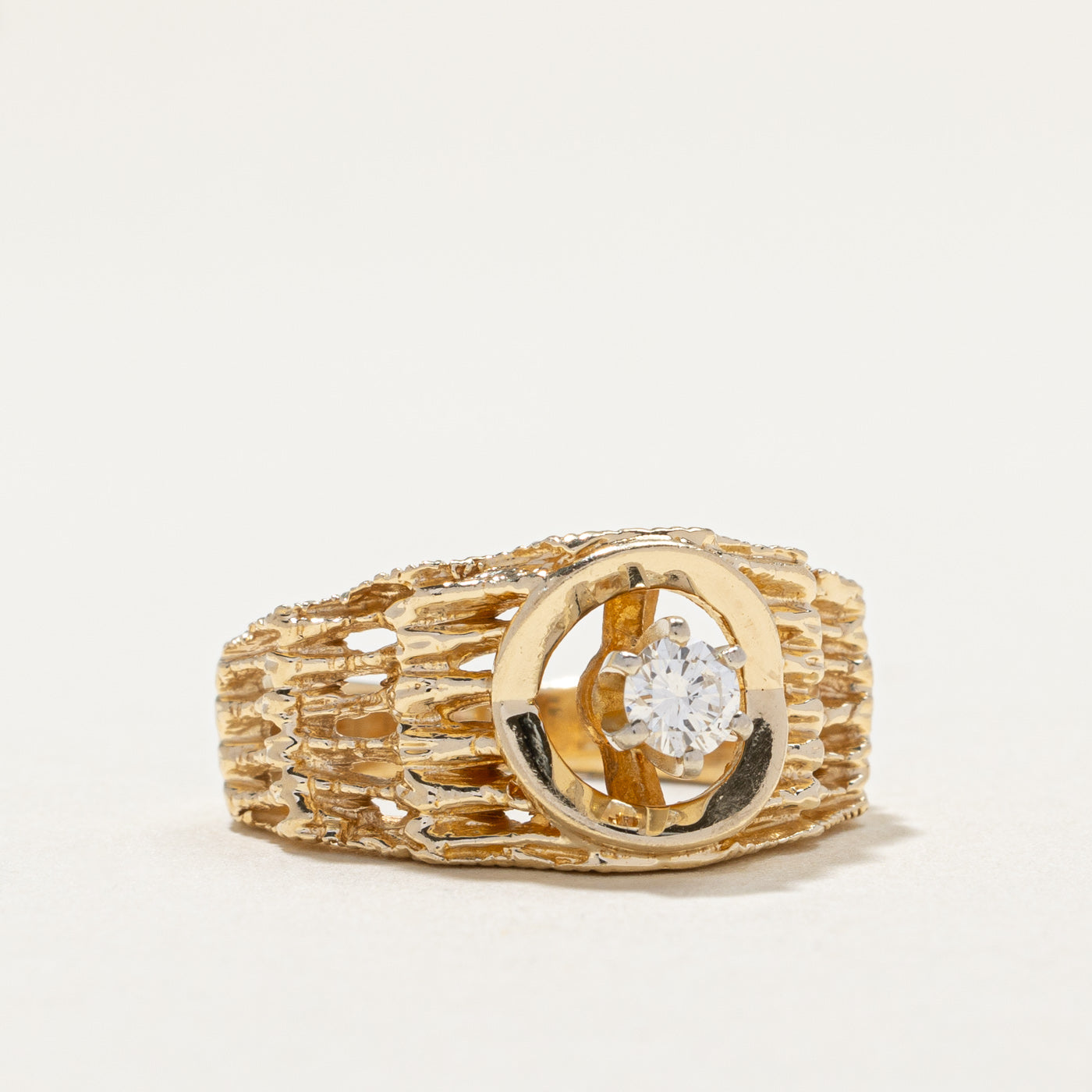 Single Diamond Textured Abstract Ring | 0.20ct | SZ 7 |