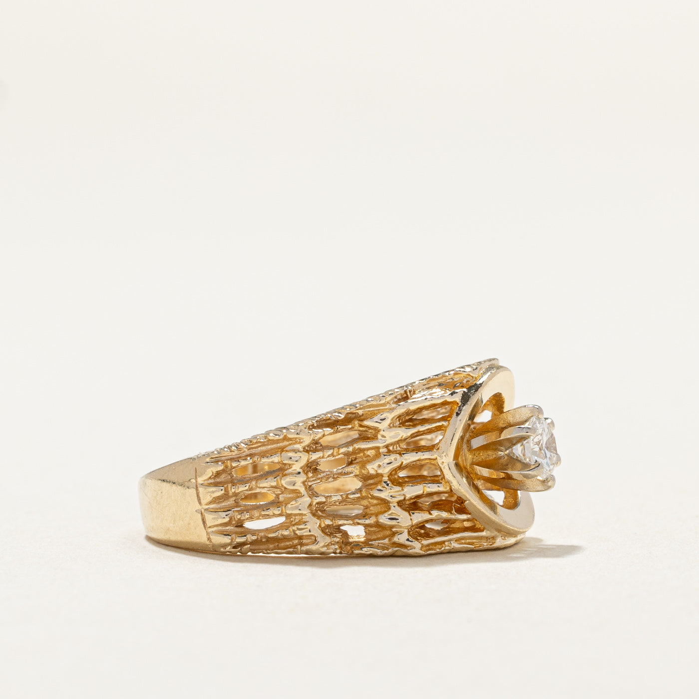 Single Diamond Textured Abstract Ring | 0.20ct | SZ 7 |