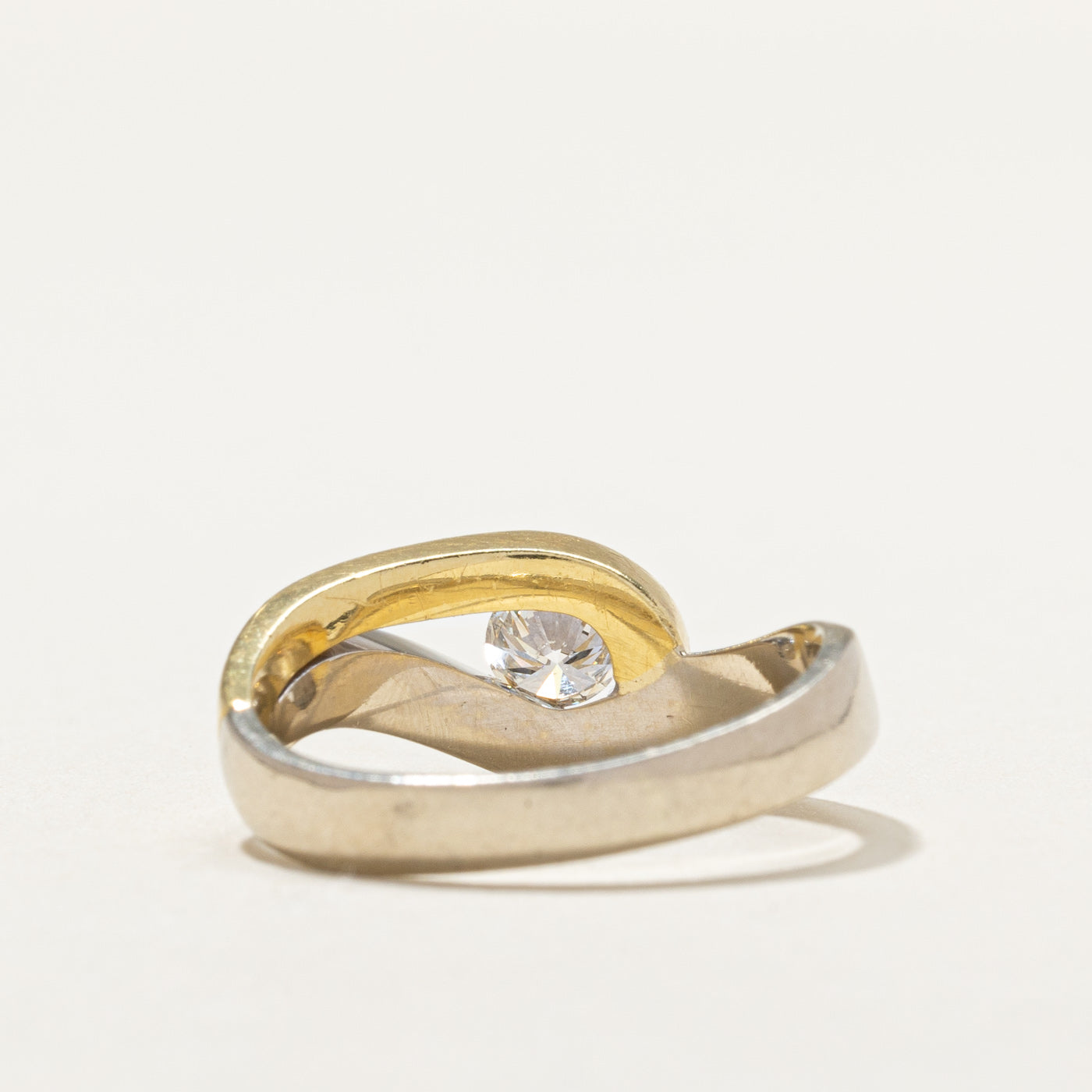 Two Tone Gold Diamond Wave Ring | 0.36ct | SZ 7.5 |