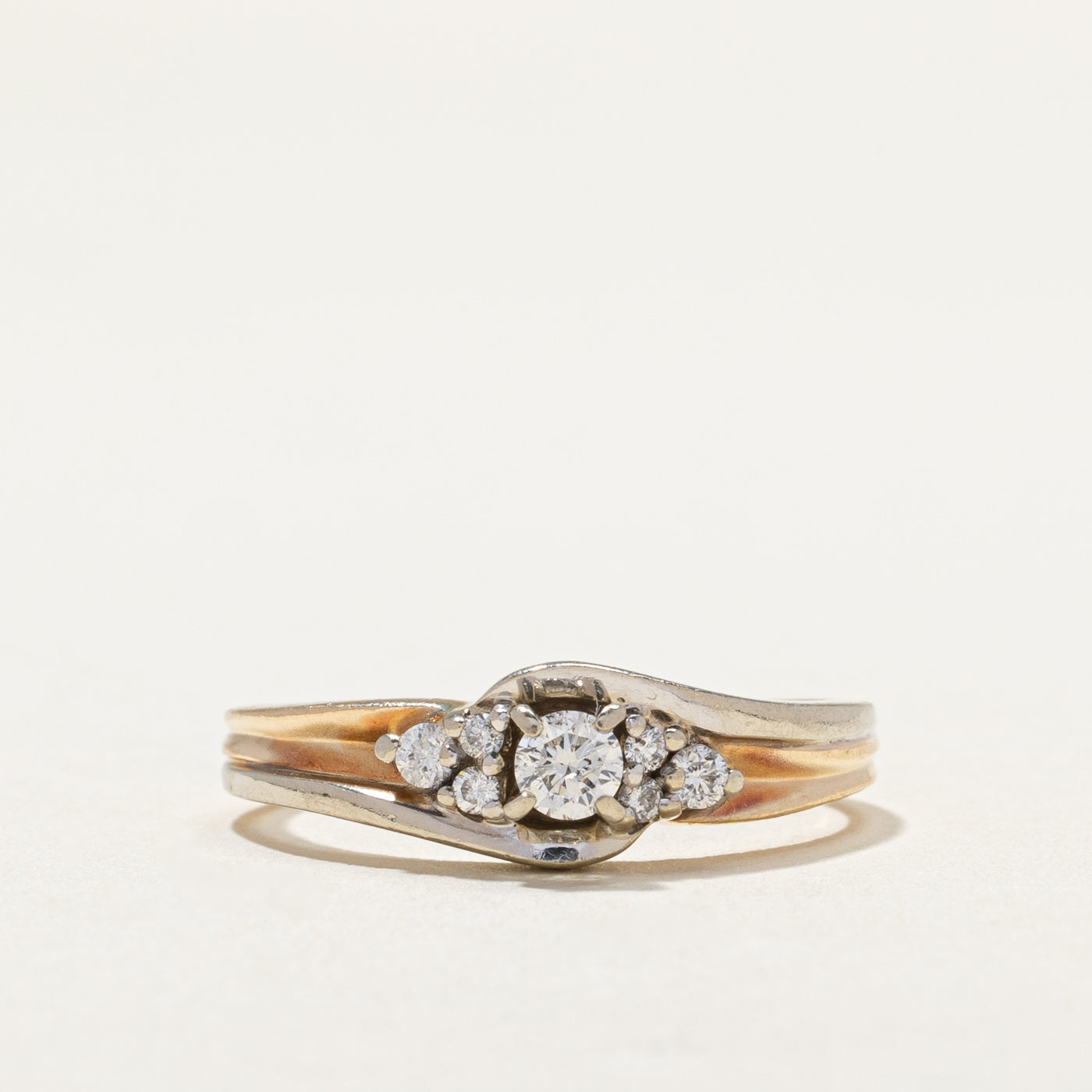 Two Toned Gold Diamond Ring | 0.12ct, 0.06ctw | SZ 7.5 |