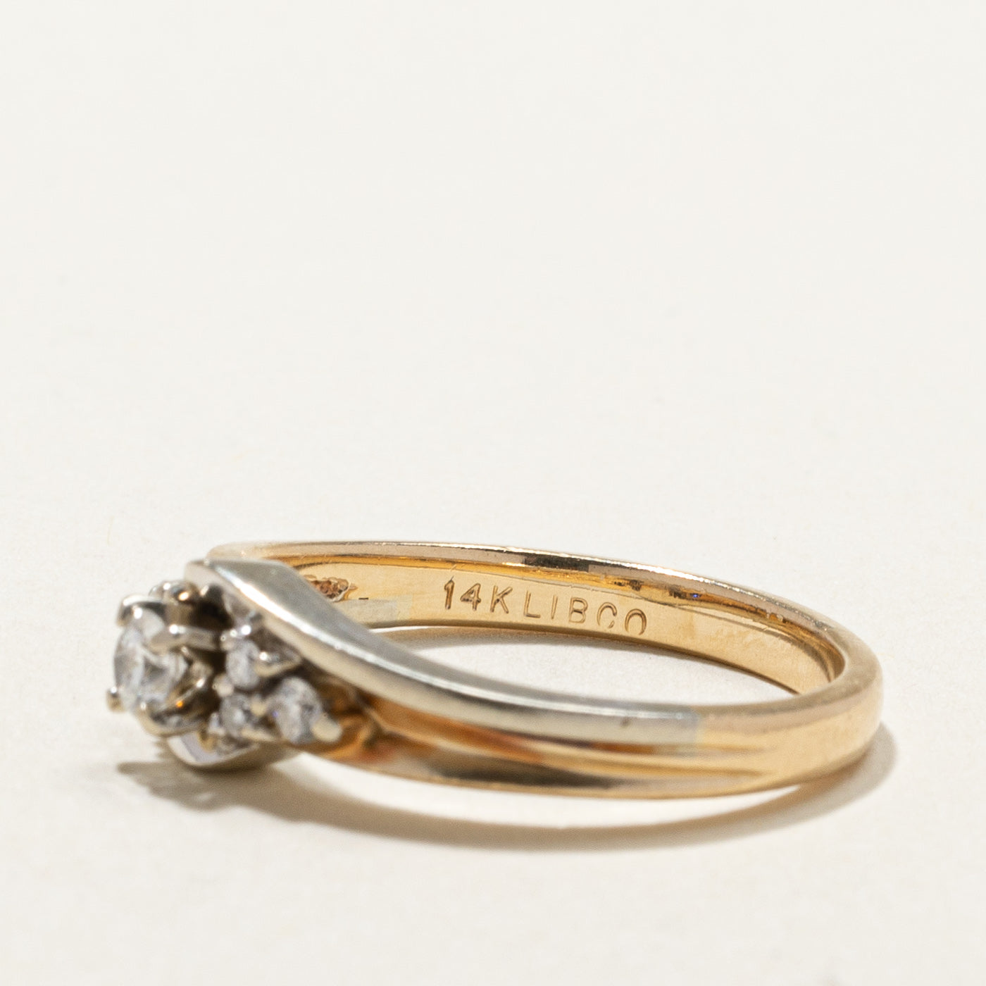 Two Toned Gold Diamond Ring | 0.12ct, 0.06ctw | SZ 7.5 |