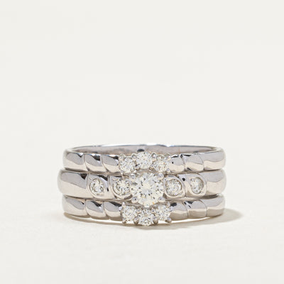 14k White Gold Diamond Wedding Ring Set | 0.17ct, 0.20ctw | SZ 6.5 |