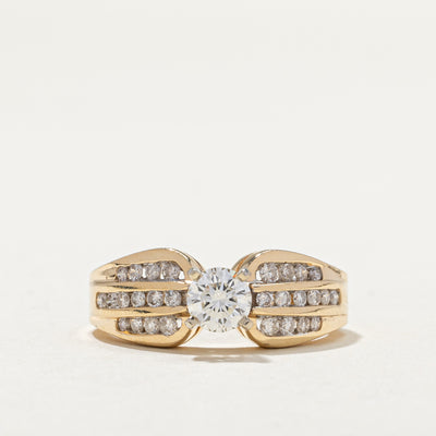 14k High Set Diamond Reverse Tapered Ring | 0.44ct, 0.35ctw | SZ 6.25 |