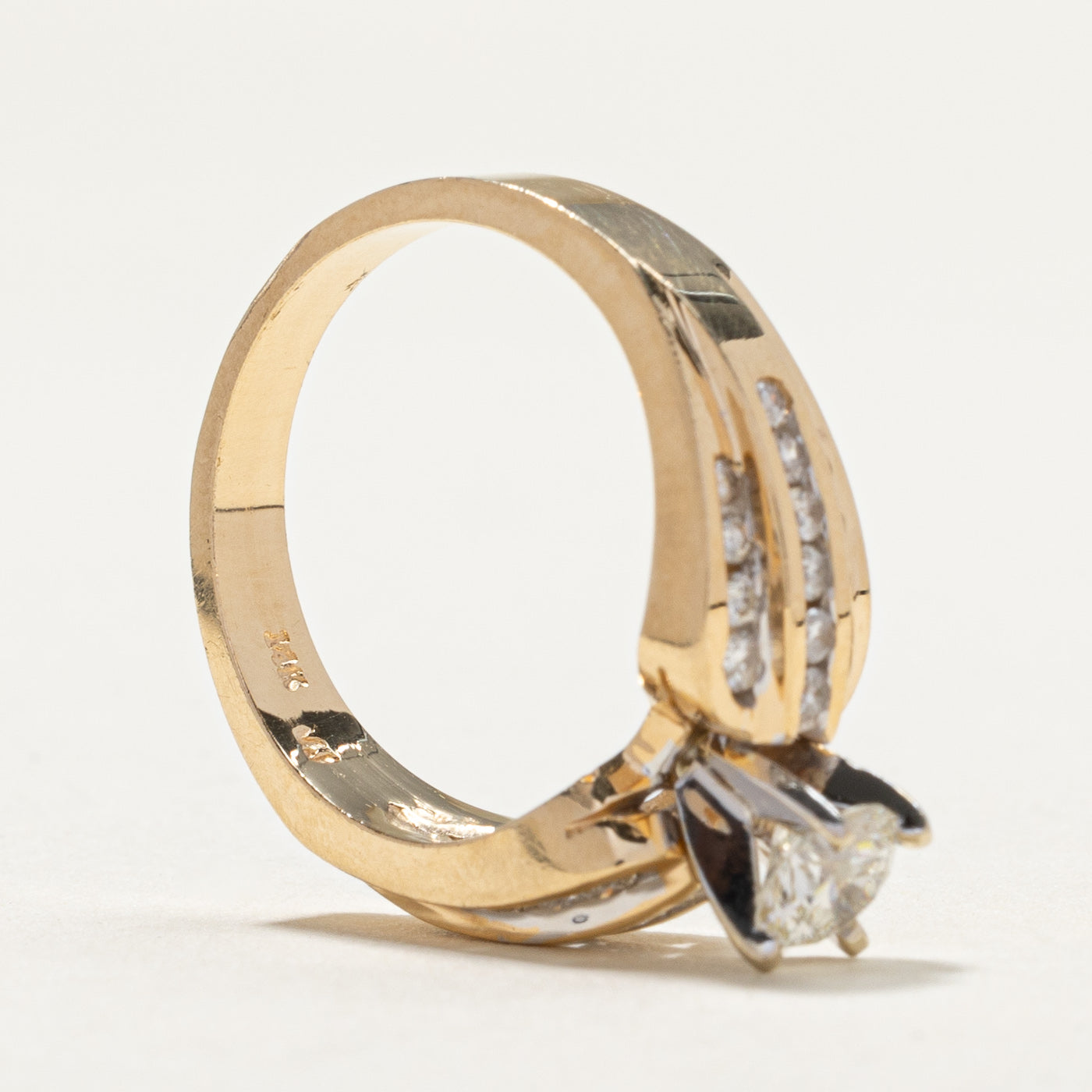 14k High Set Diamond Reverse Tapered Ring | 0.44ct, 0.35ctw | SZ 6.25 |