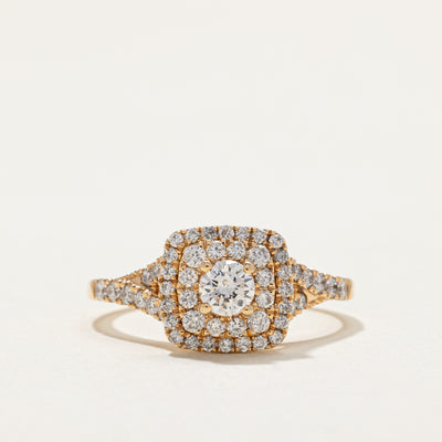 Diamond Double Halo Tapered Engagement Ring | 0.92ctw | SZ 8.5