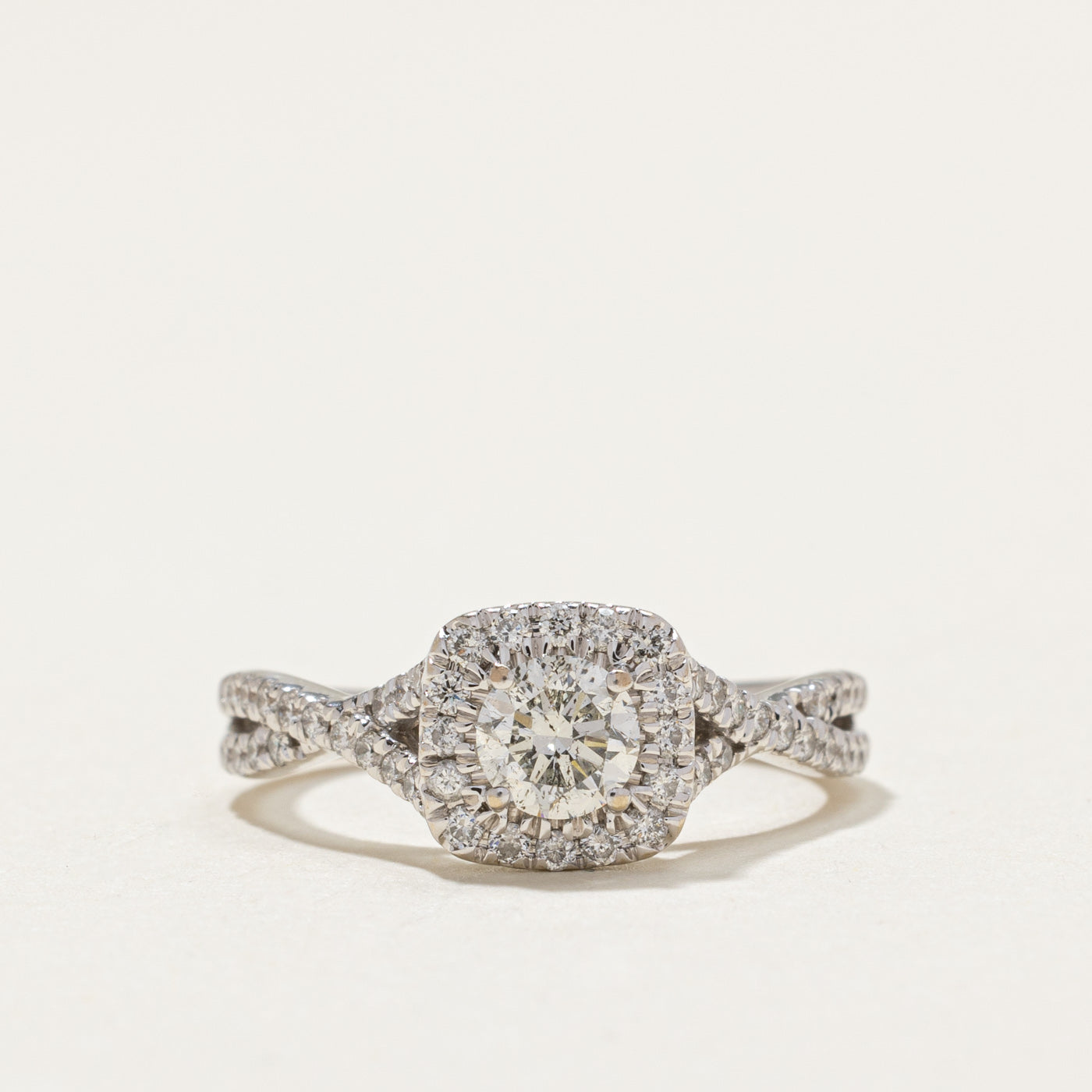 Diamond Halo Crossover Engagement Ring | 0.70ctw | SZ 5