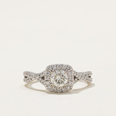 Diamond Halo Crossover Engagement Ring | 0.70ctw | SZ 5