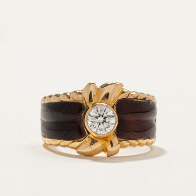 Bezel Set Diamond & Wood Inlay Ring | 0.25ct | SZ 3.75
