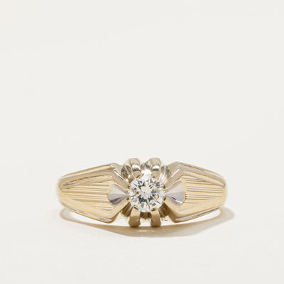 Belcher Set Diamond Textured Ring | 0.35ct | SZ 10