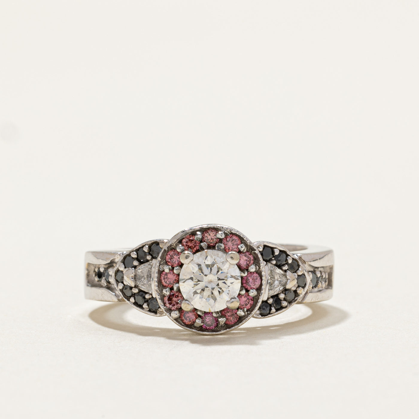 Multi Colour Diamond Halo Engagement Ring | 0.59ctw | SZ 5.5