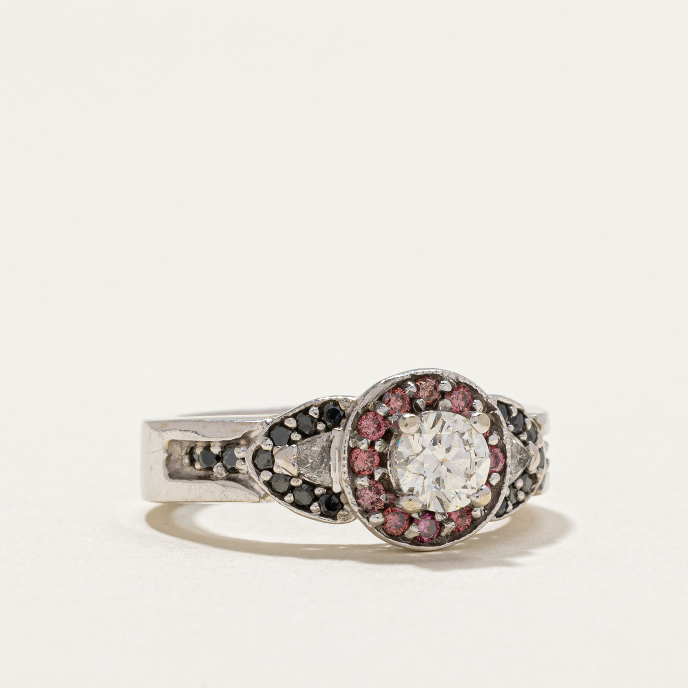 Multi Colour Diamond Halo Engagement Ring | 0.59ctw | SZ 5.5