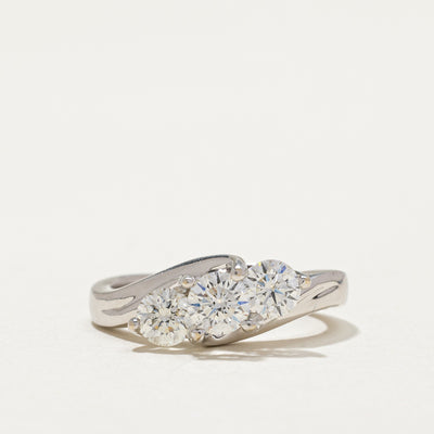 Diagonal Three Stone Diamond Bypass Ring | 1.06ctw | SZ 6