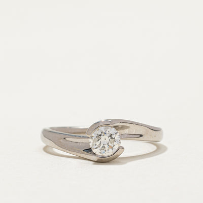 Semi Bezel Diamond Bypass Engagement Ring | 0.43ct | SZ 6.5