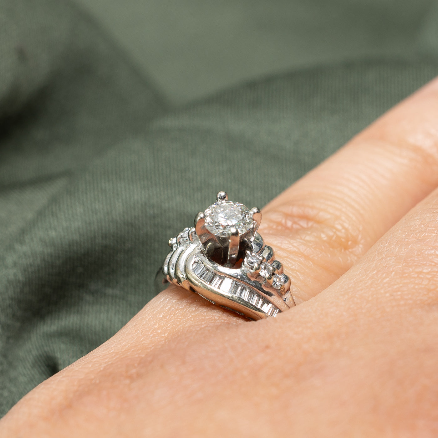 High Set Diamond Grooved Engagement Ring | 0.66ctw | SZ 5.25