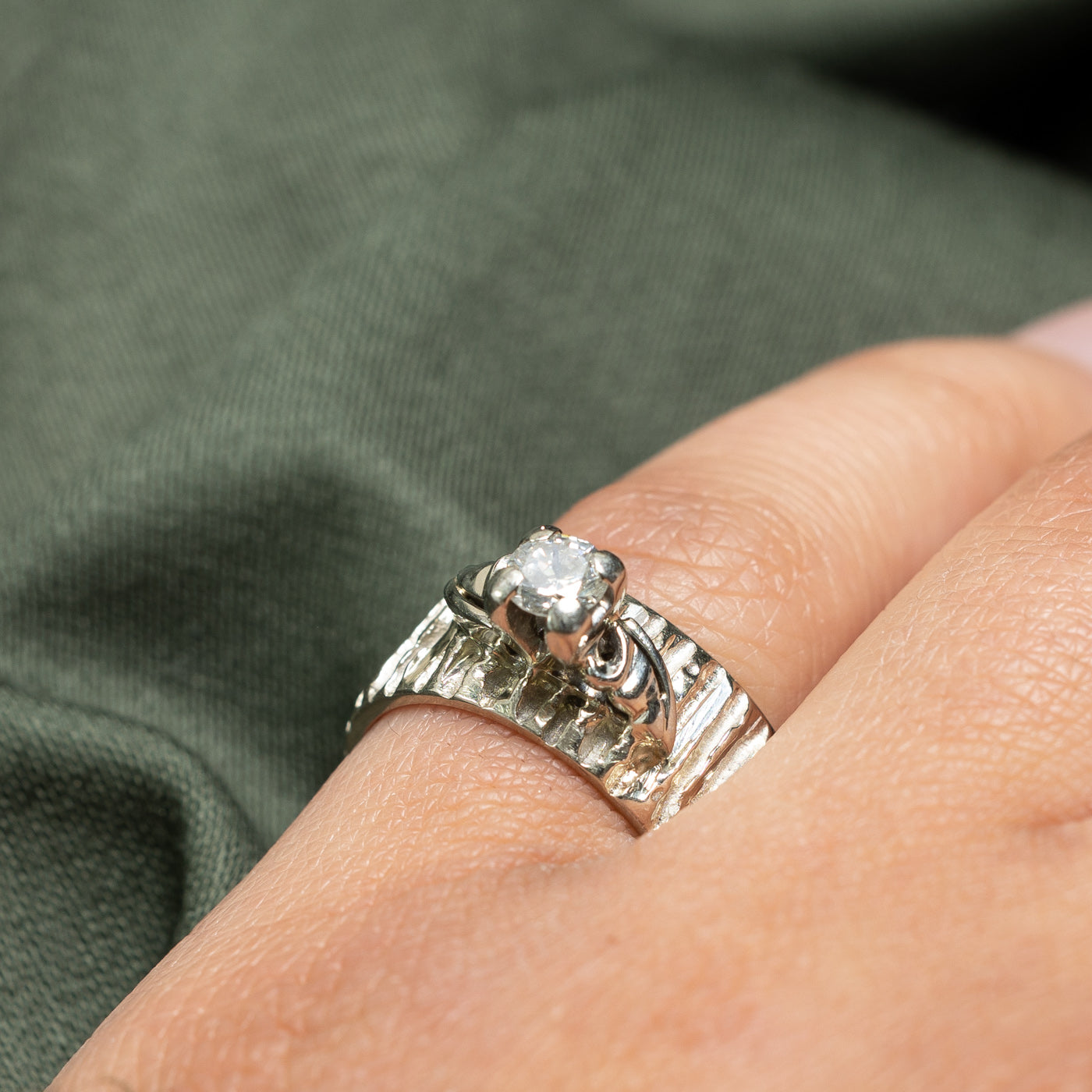 Bague de fiançailles solitaire en diamant texturé | 0,32 ct | Taille 5,75