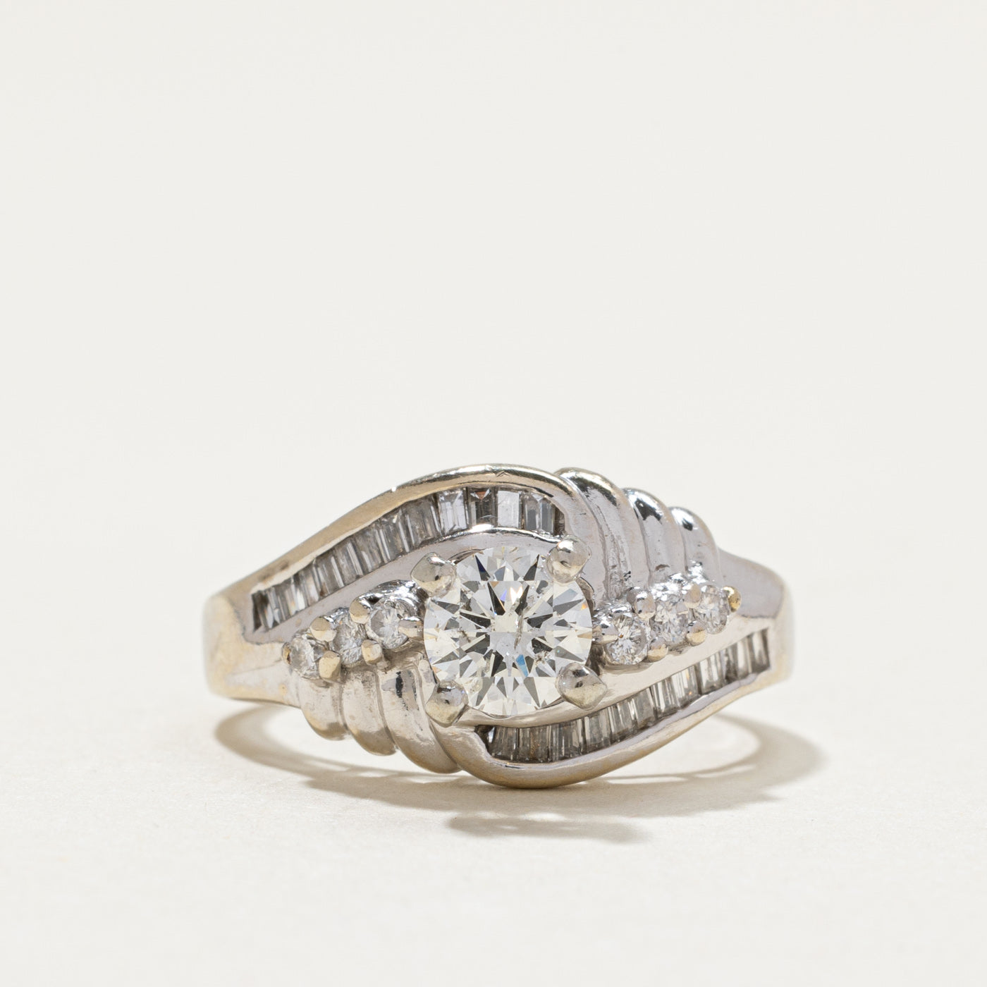 High Set Diamond Grooved Engagement Ring | 0.66ctw | SZ 5.25