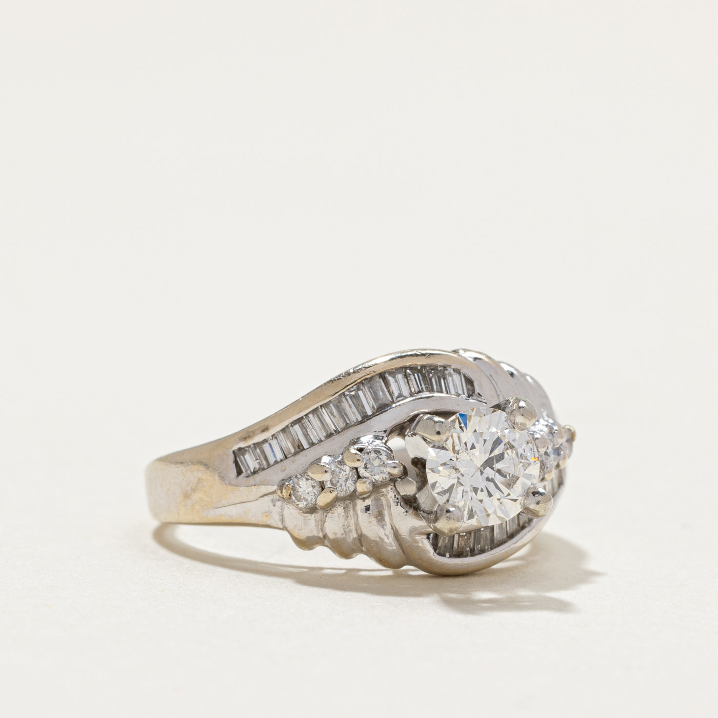 High Set Diamond Grooved Engagement Ring | 0.66ctw | SZ 5.25