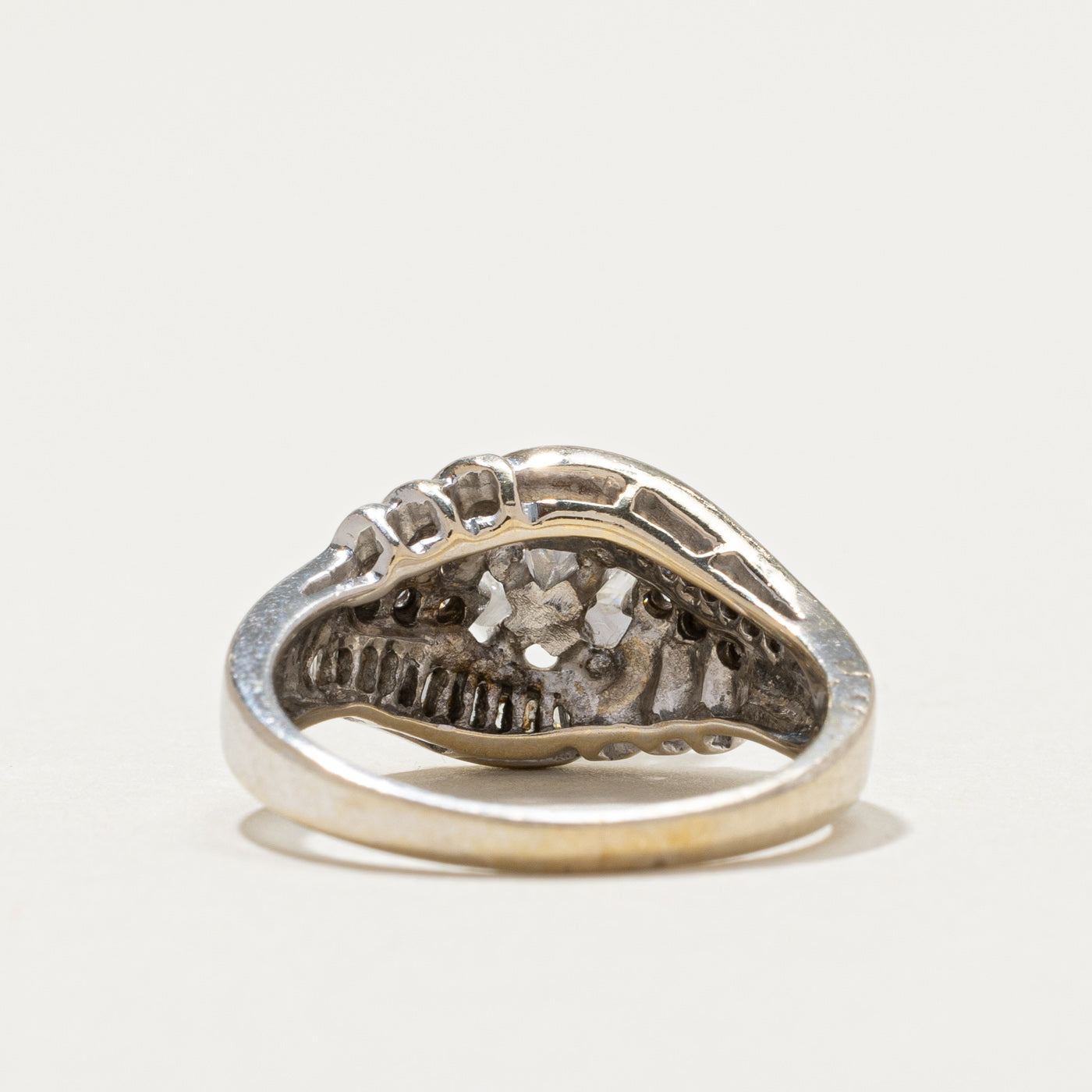 High Set Diamond Grooved Engagement Ring | 0.66ctw | SZ 5.25