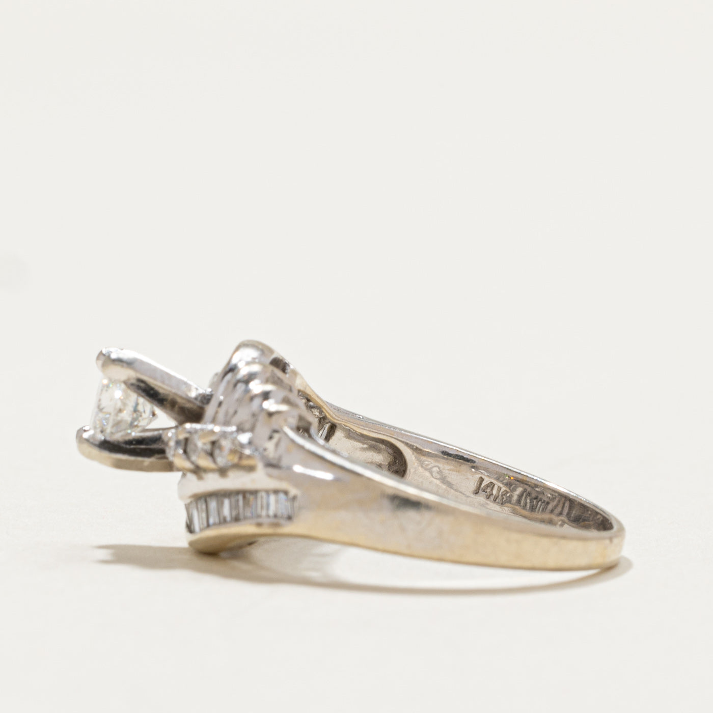 High Set Diamond Grooved Engagement Ring | 0.66ctw | SZ 5.25